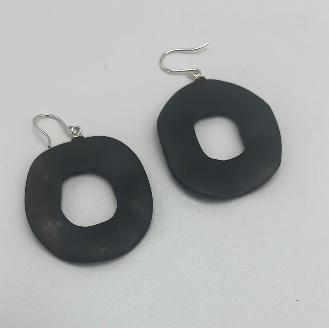 Wavy Ebony Wood Earring