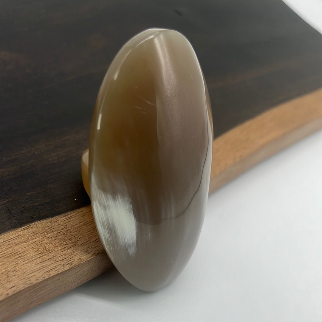 Handcrafted XL Oval Watusi Cattle Horn Knuckle Ring for Women