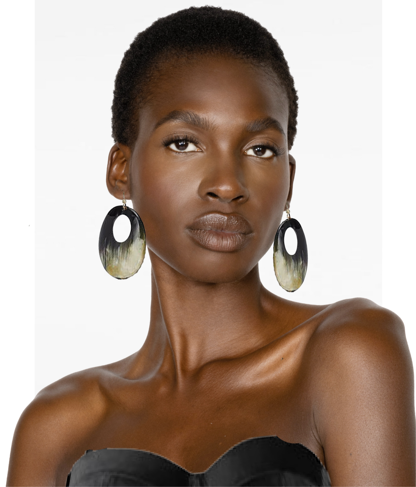 Handcrafted Watusi Cattle Horn Domed Earrings with Cutout Center and .925 Sterling Silver Posts