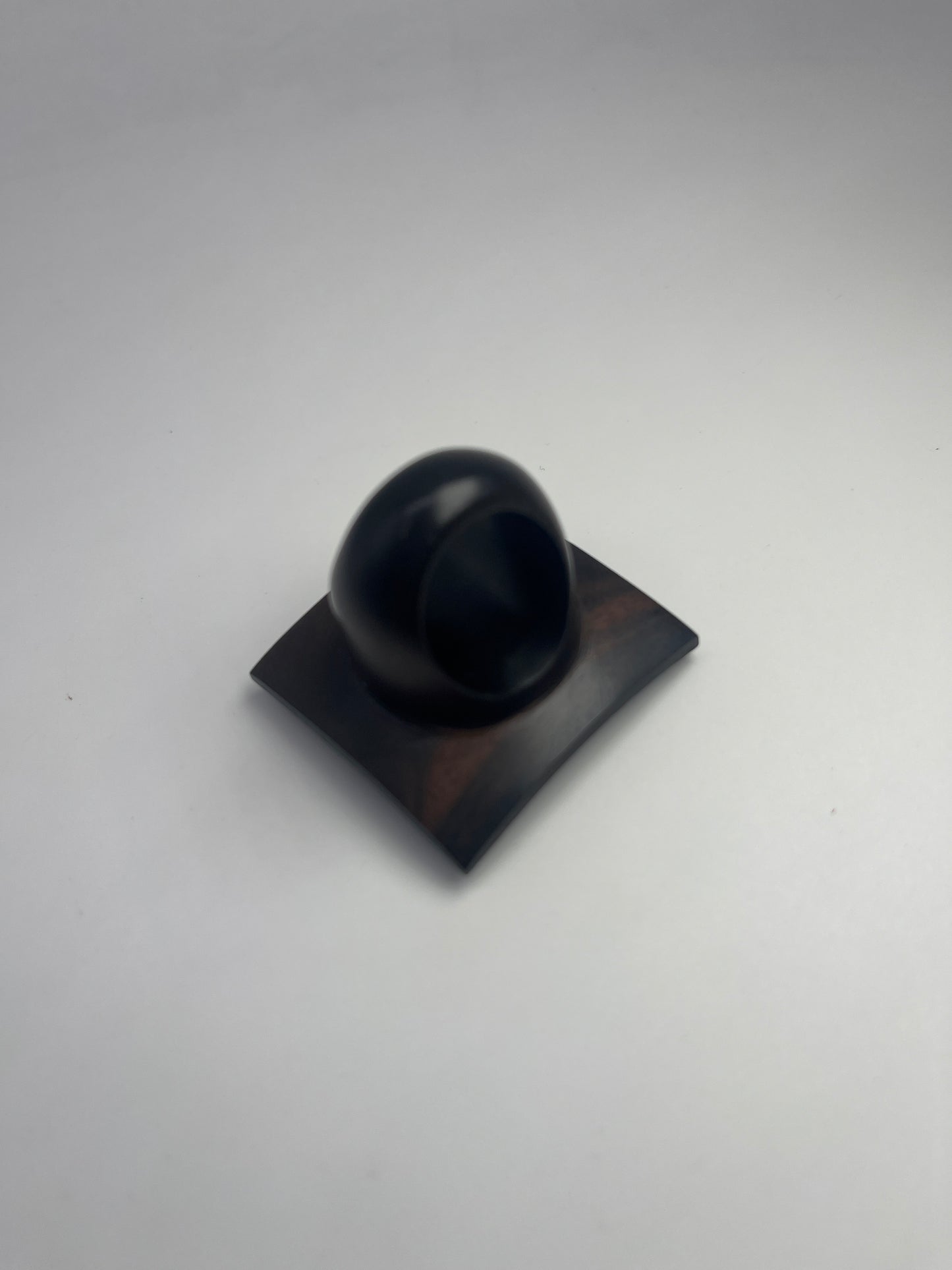 Handcrafted ebony wood ring large square sculpted 24k gold leafing accent