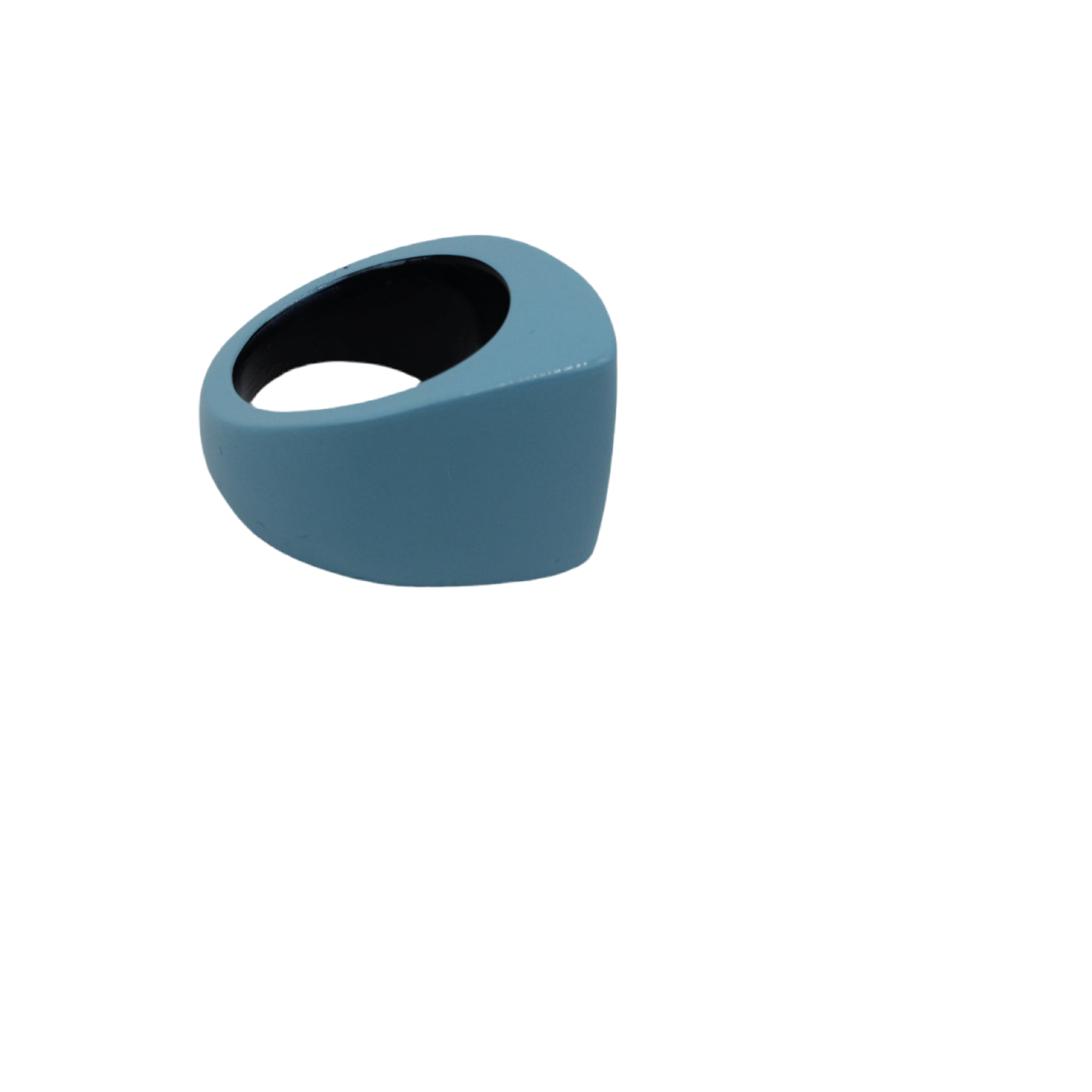 Black Buffalo and Horn Ring Painted Blue Lacquer