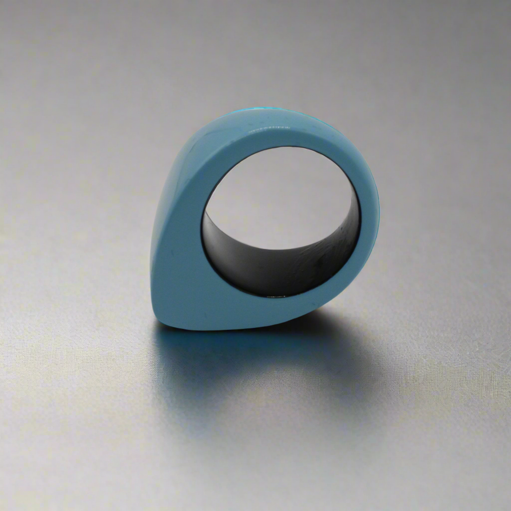 Robin Egg Blue Lacquer Black Buffalo Horn Ring