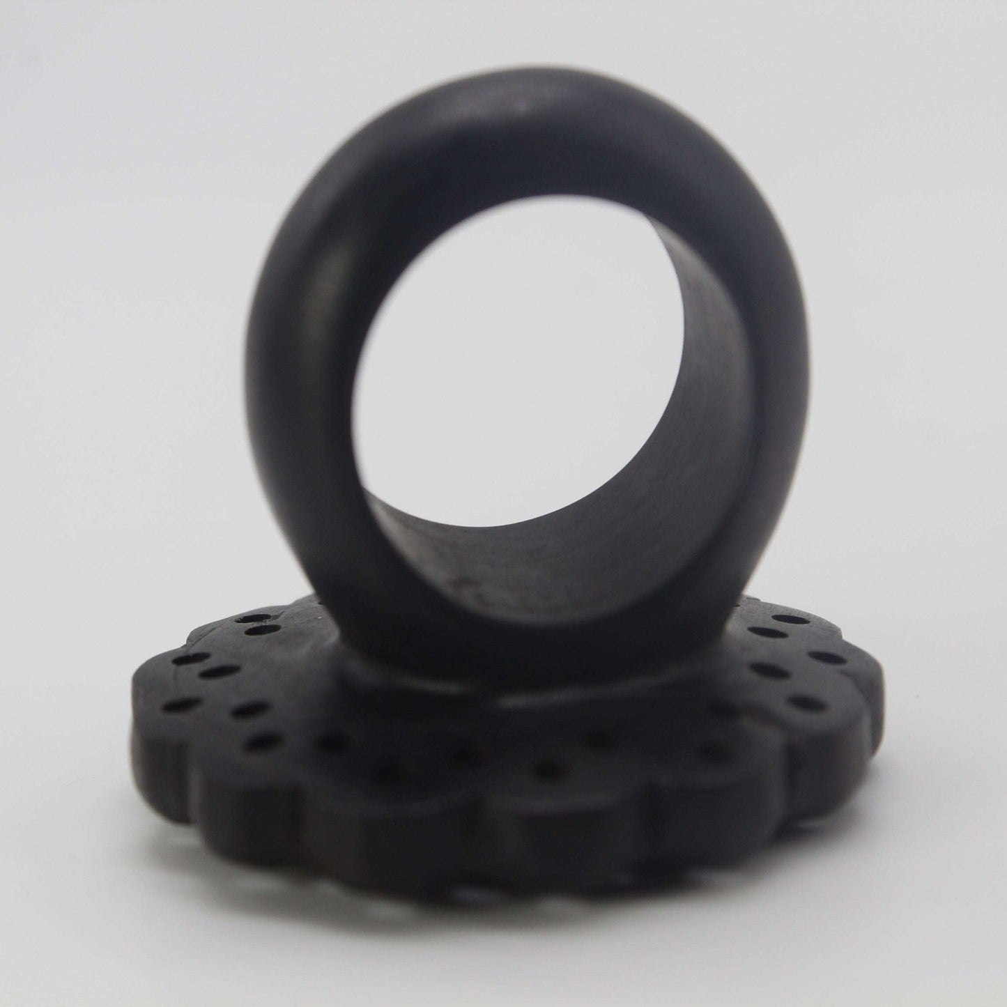 Carved Flower Ebony Wood Ring