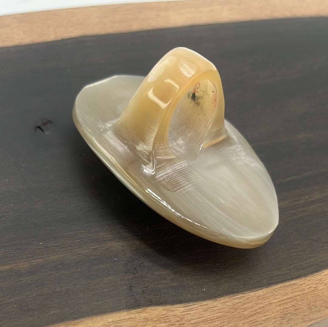 Bold Oval Horn Knuckle to Knuckle Ring