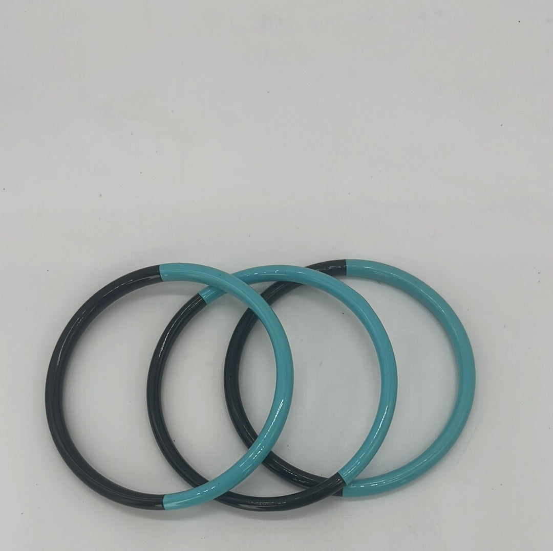 Horn Bangle Robin Egg Blue Accent