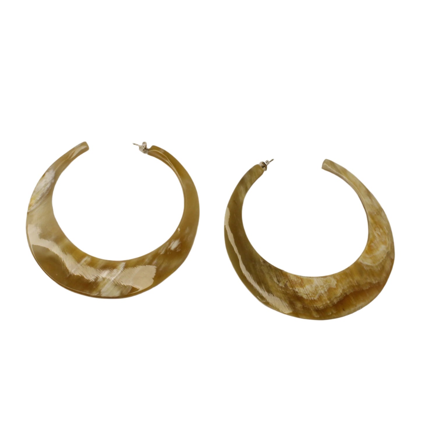 Handcrafted Oversized Crescent Horn Hoop Earring 87MM