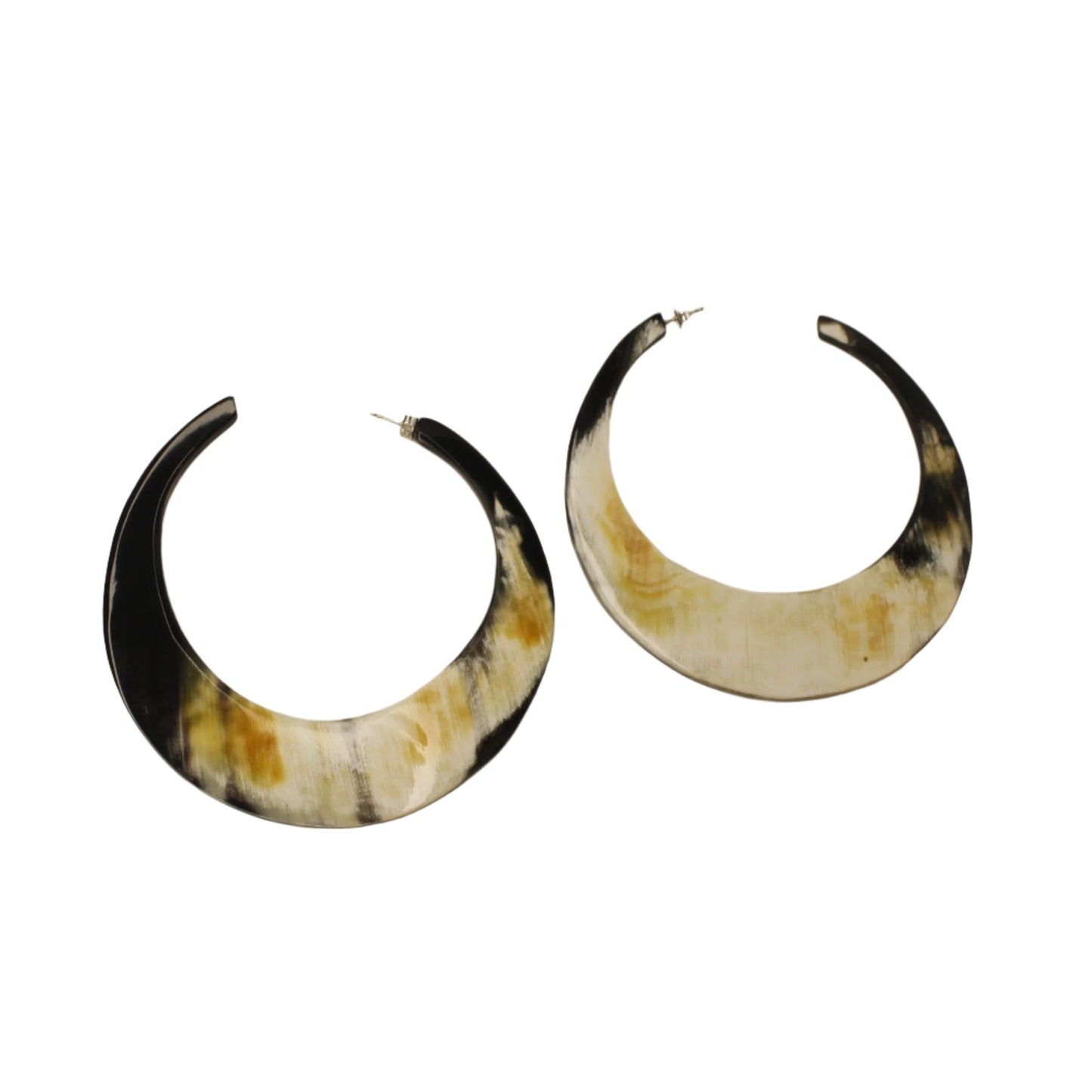 Handcrafted Oversized Crescent Horn Hoop Earring 87MM