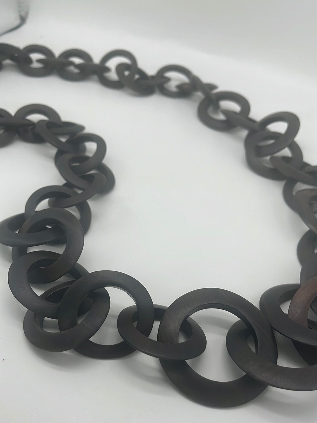 Graduted Ebony Wood Link Necklace 43"