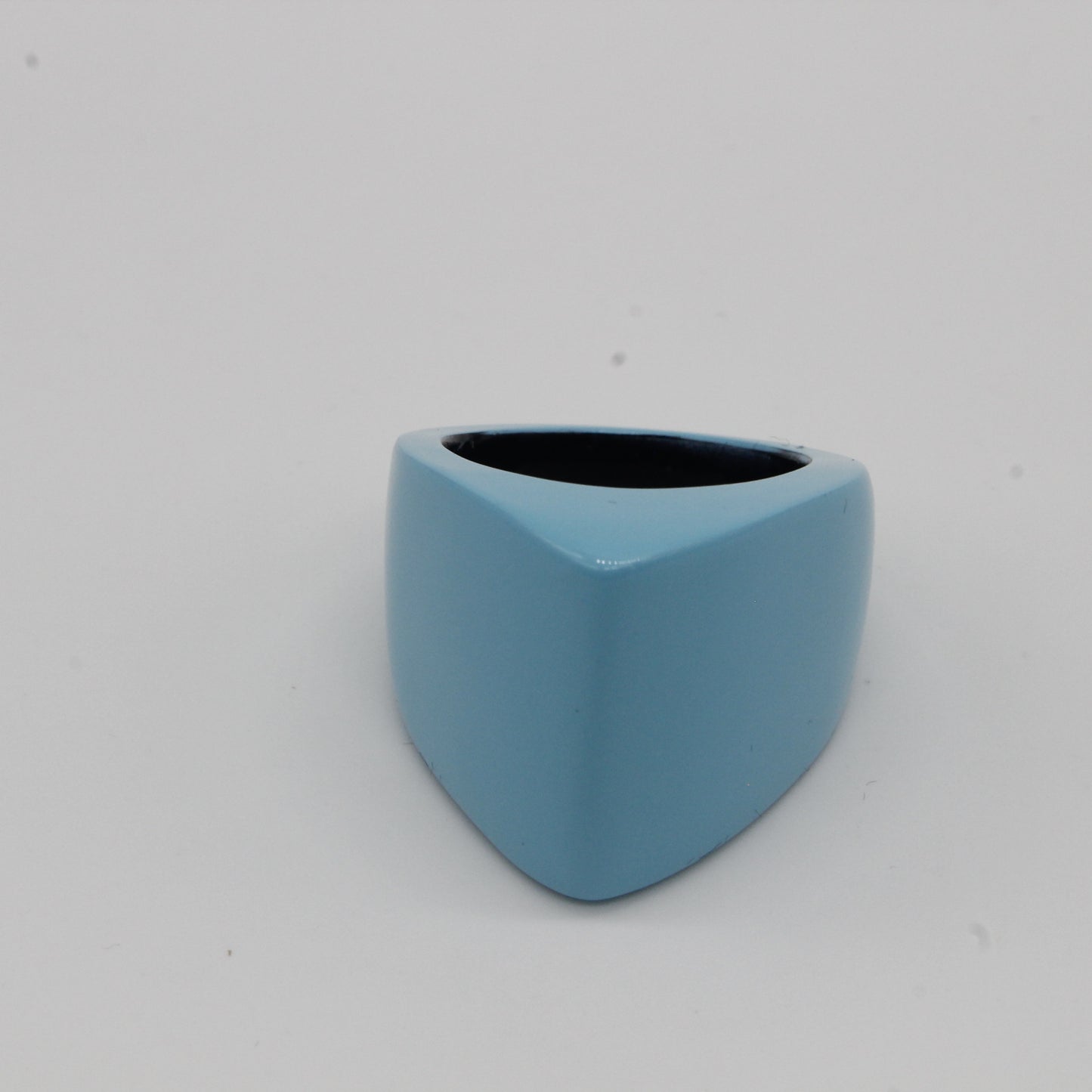 Robin Egg Blue Lacquer Black Buffalo Horn Ring