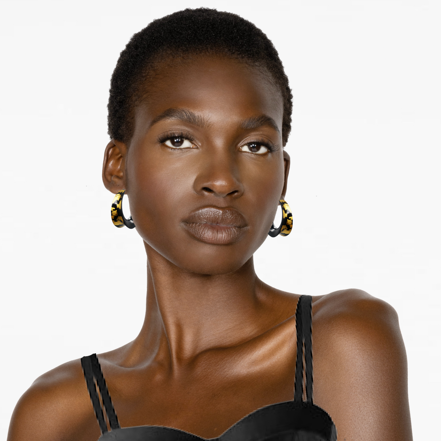 Handcrafted Ebony Concave Hoop Earrings with 24k Gold Leafing