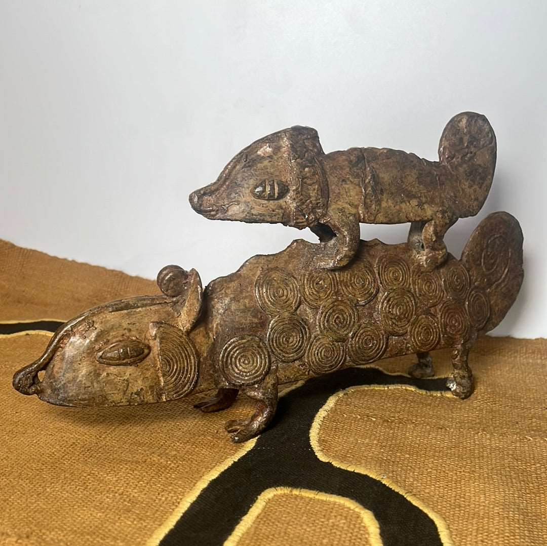 Stacked Animal African brass figure handmade stacked sculpture