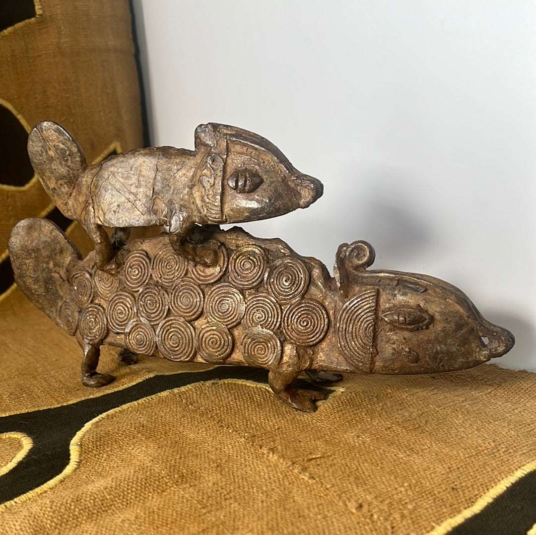 Stacked Animal African brass figure handmade stacked sculpture