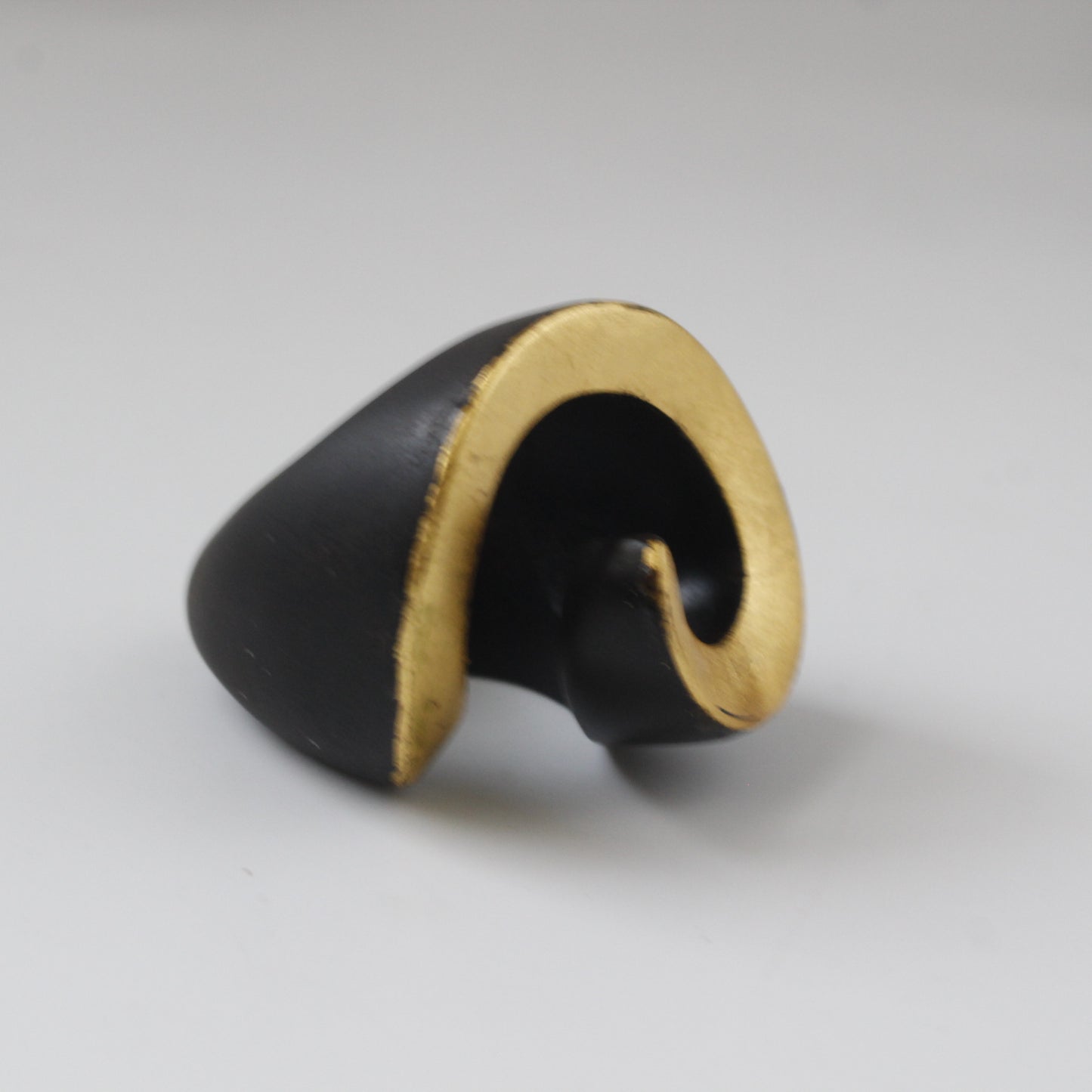 Handcrafted Ebony Wood Swirl Ring 24k Gold Leafing Mali