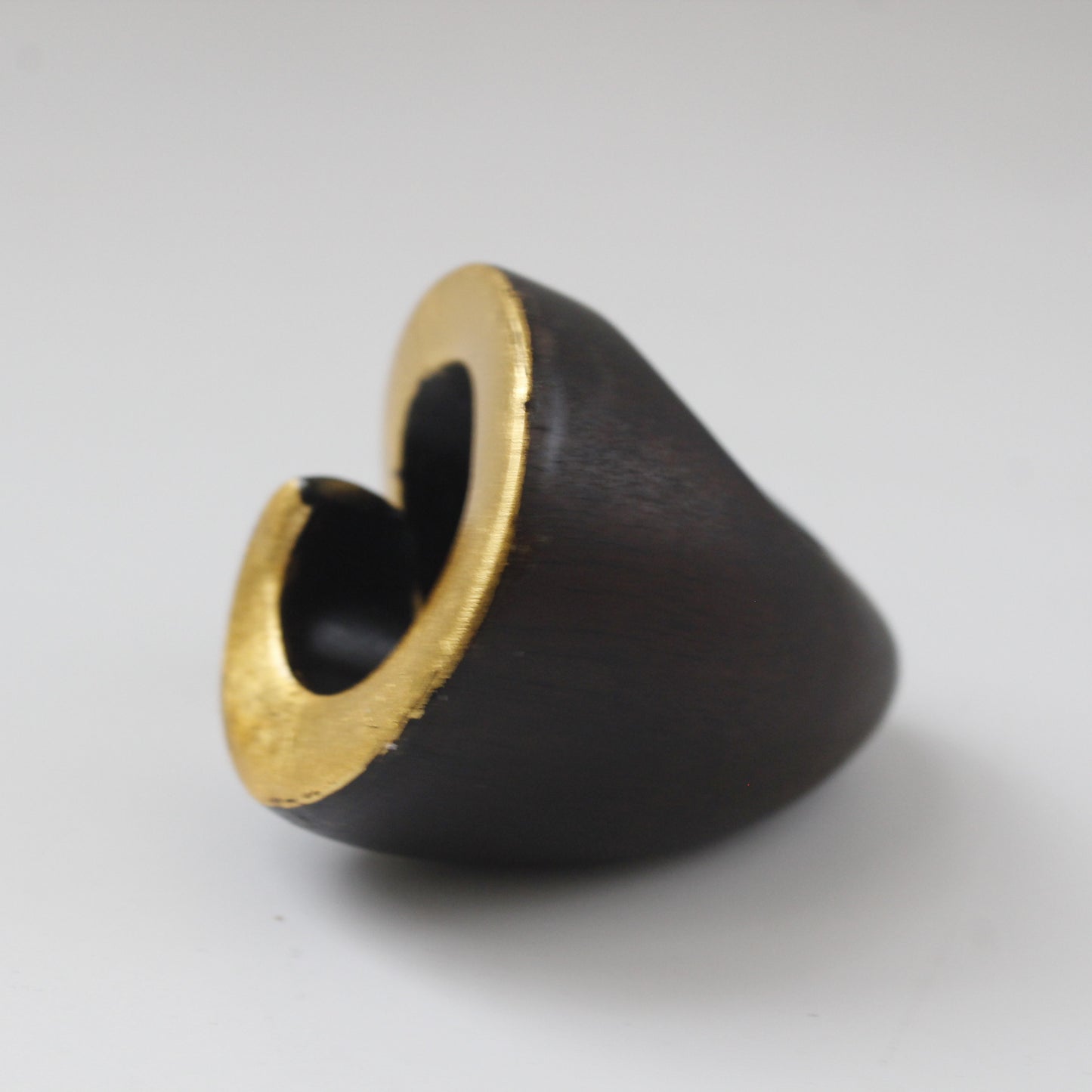 Handcrafted Ebony Wood Swirl Ring 24k Gold Leafing Mali