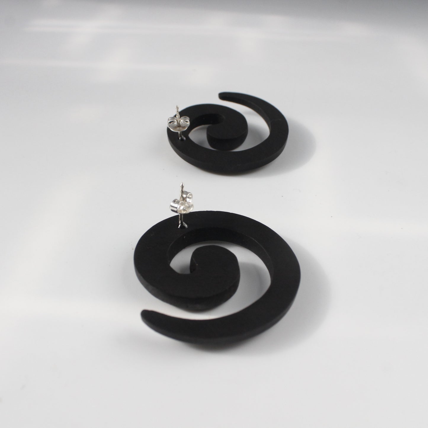 Handcrafted Ebony Wood Swirl Earrings from Mali