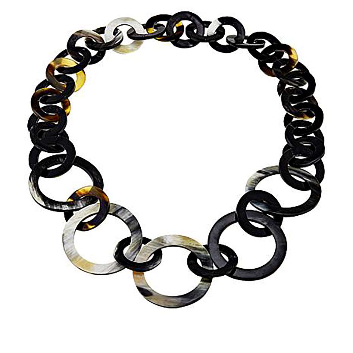 Natural Beauties Graduated Horn Link Statement Necklace Uma 26"