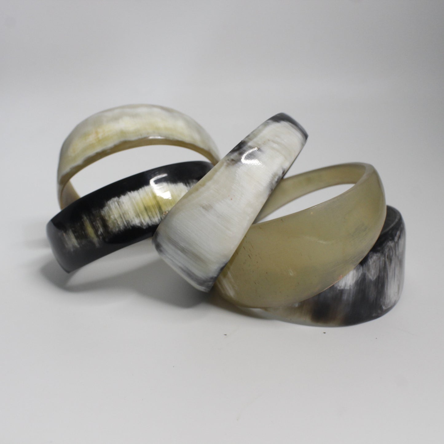 Handcrafted Horn Slip on 5 pc Bracelet set