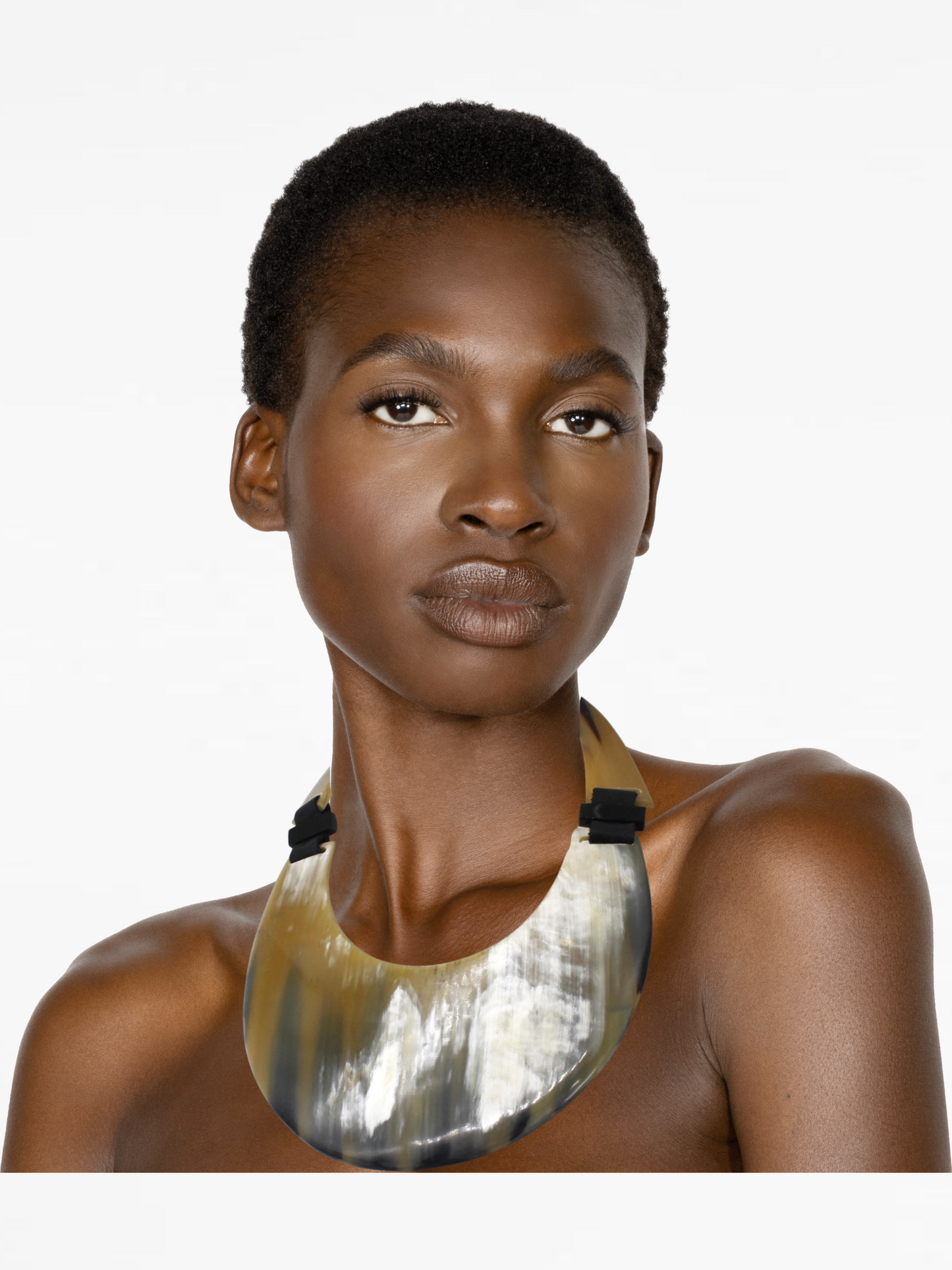 Handcrafted Oversized Watusi Cattle Horn Shield Collar with Magnetic Closure