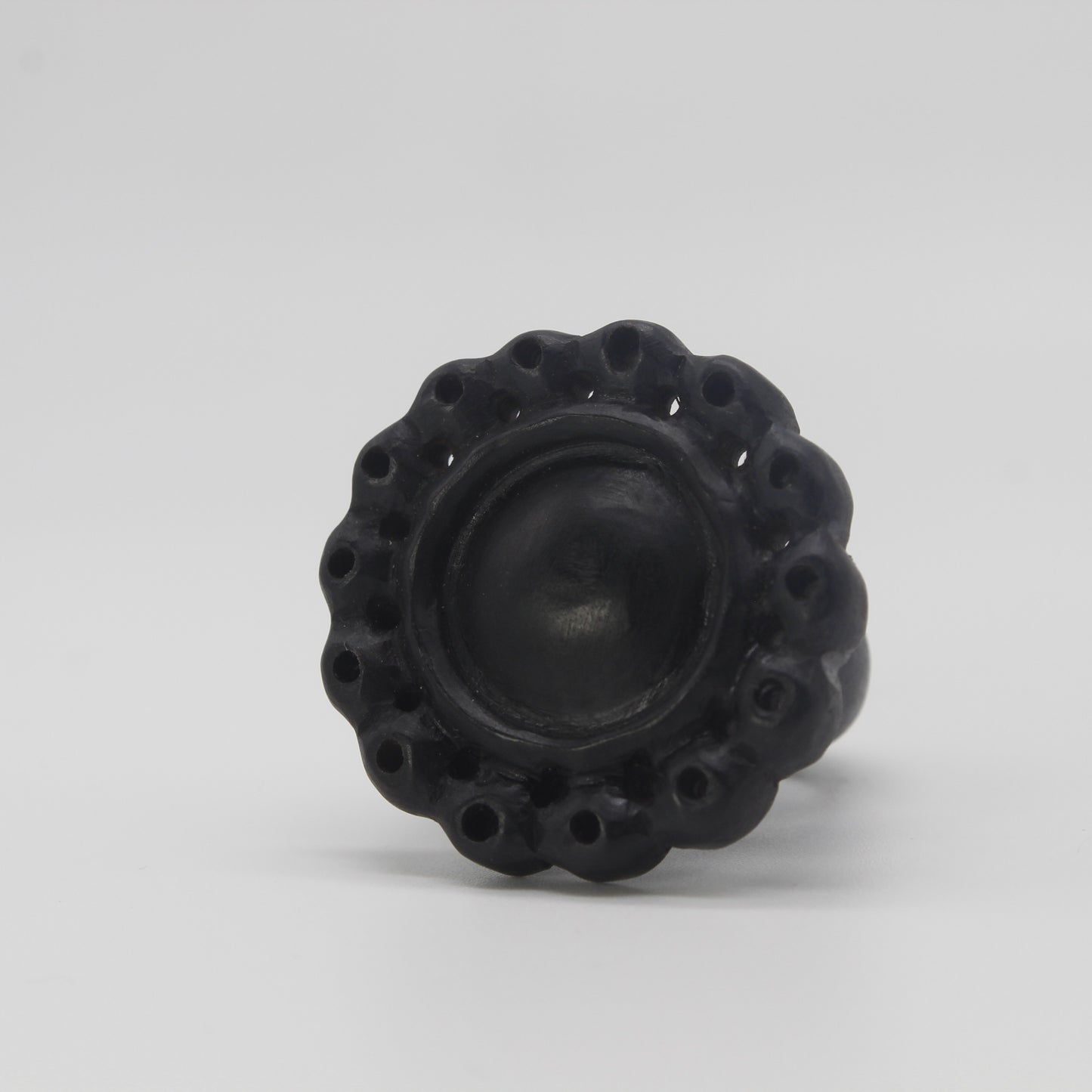 Carved Flower Ebony Wood Ring