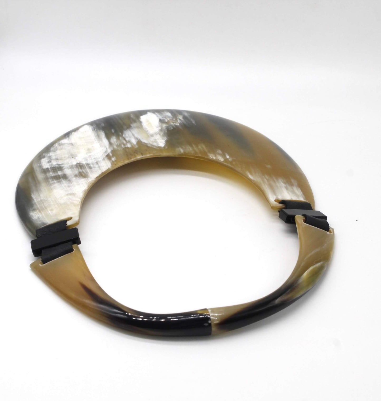 Handcrafted Oversized Watusi Cattle Horn Shield Collar with Magnetic Closure