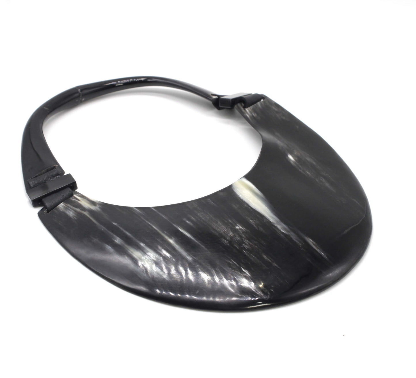Handcrafted Oversized Watusi Cattle Horn Shield Collar with Magnetic Closure