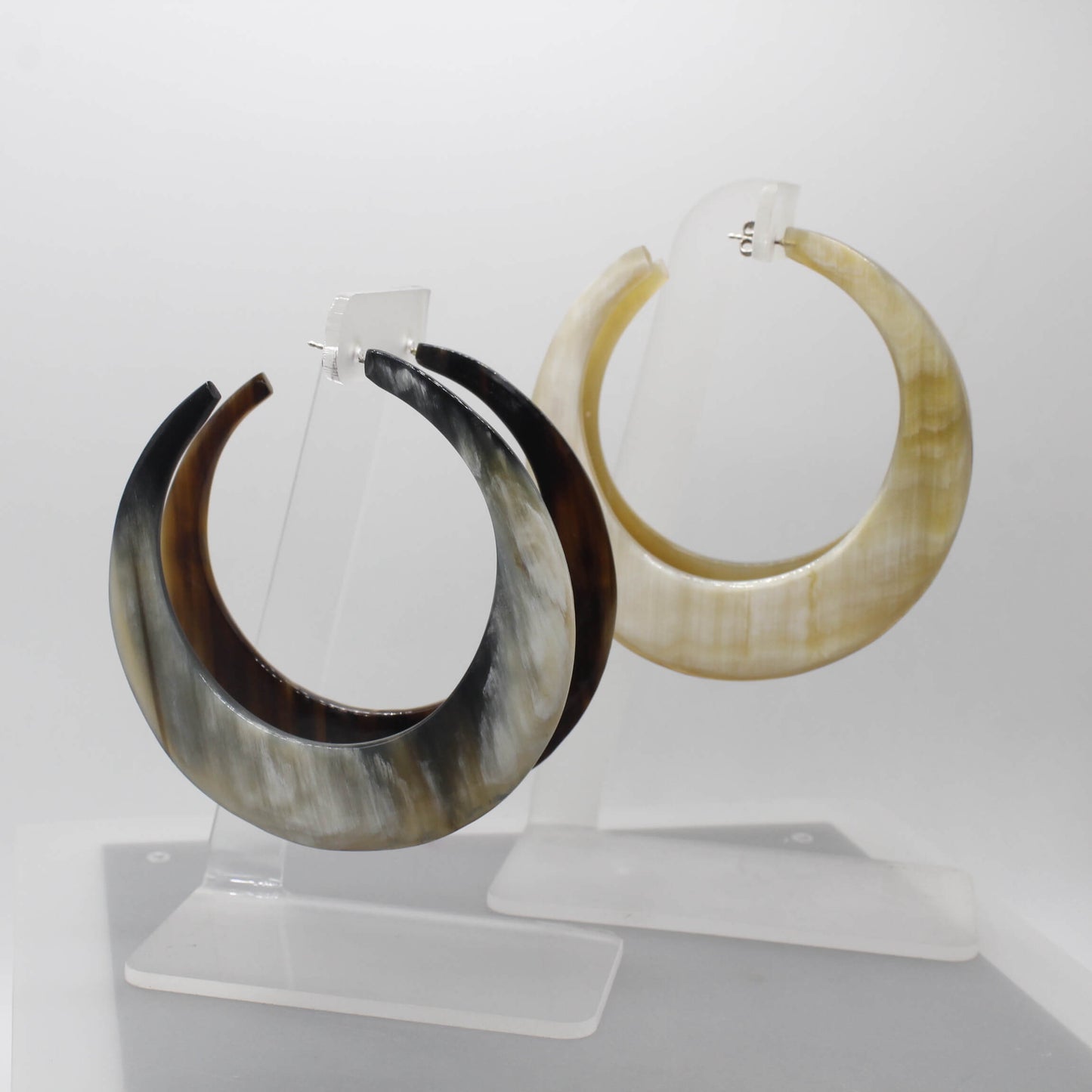 Handcrafted Oversized Crescent Horn Hoop Earring 87MM