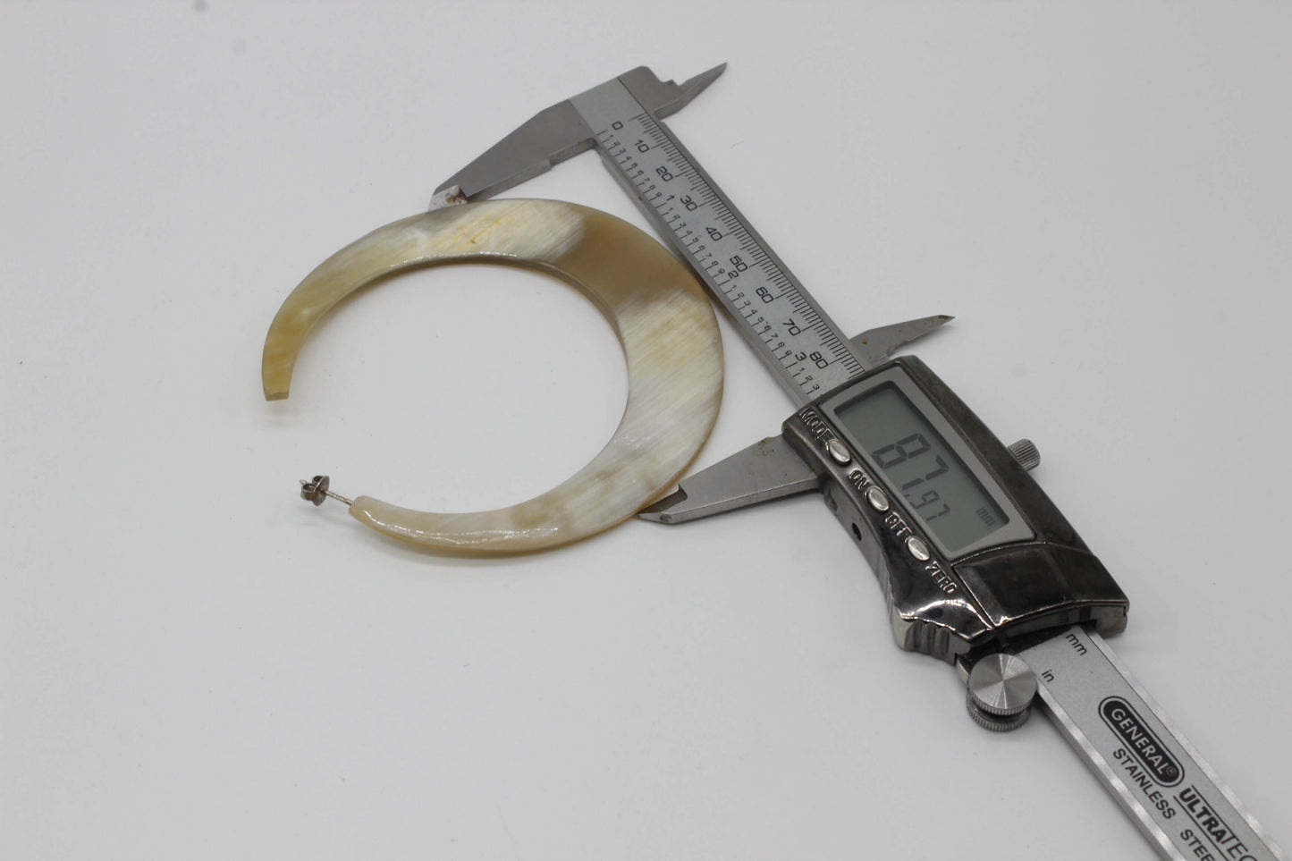 Handcrafted Oversized Crescent Horn Hoop Earring 87MM