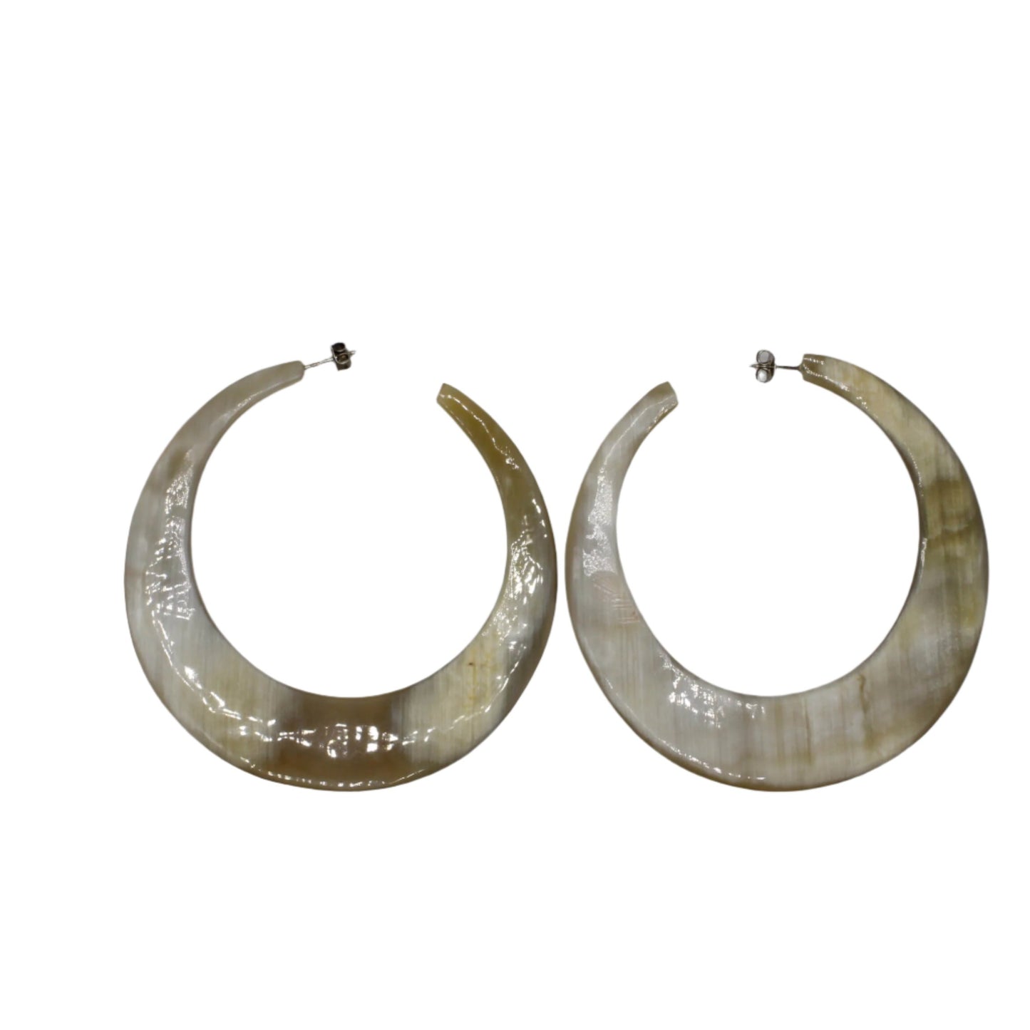 Handcrafted Oversized Crescent Horn Hoop Earring 87MM