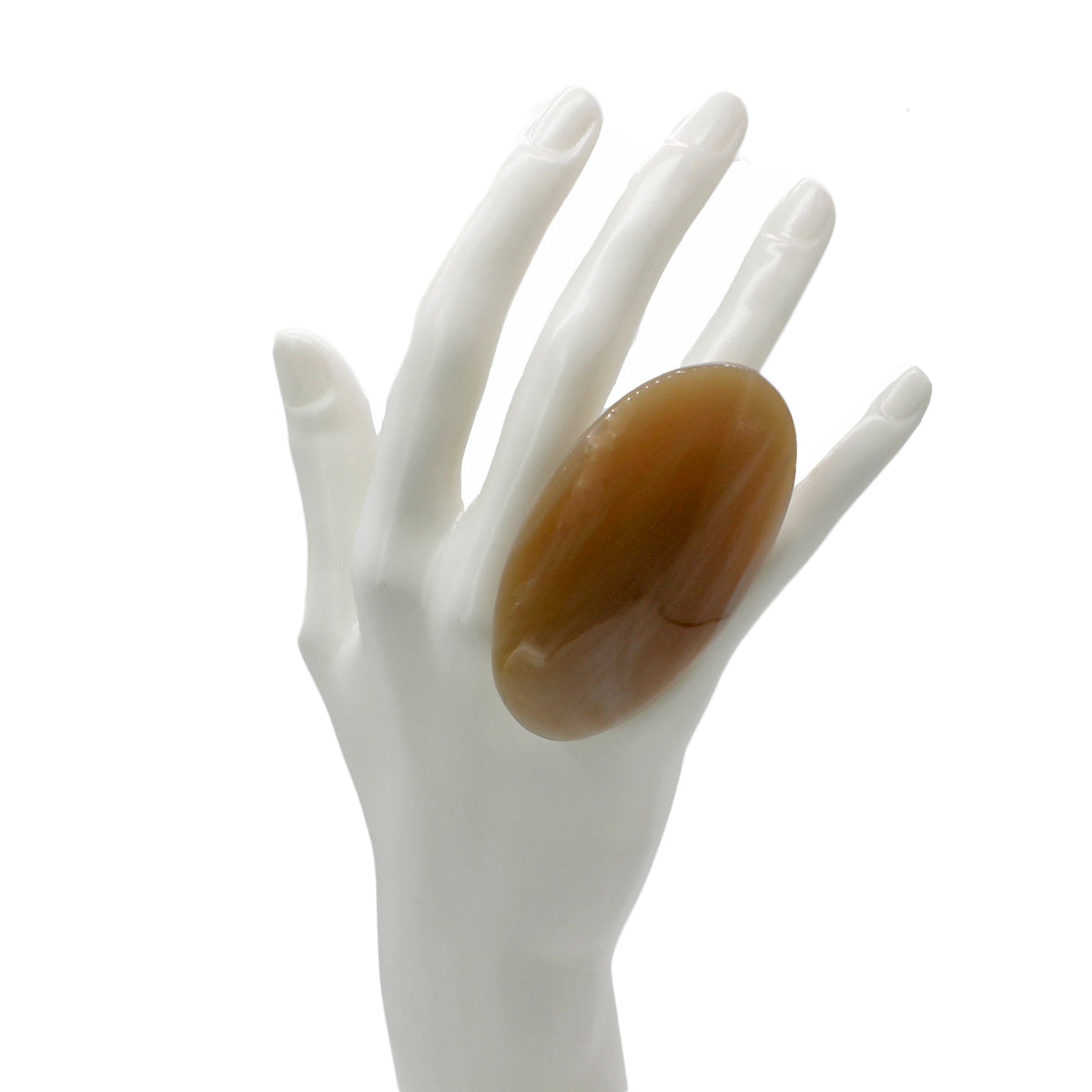 Handcrafted XL Oval Watusi Cattle Horn Knuckle Ring for Women