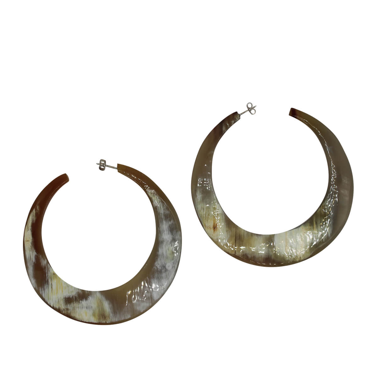 Handcrafted Oversized Crescent Horn Hoop Earring 87MM