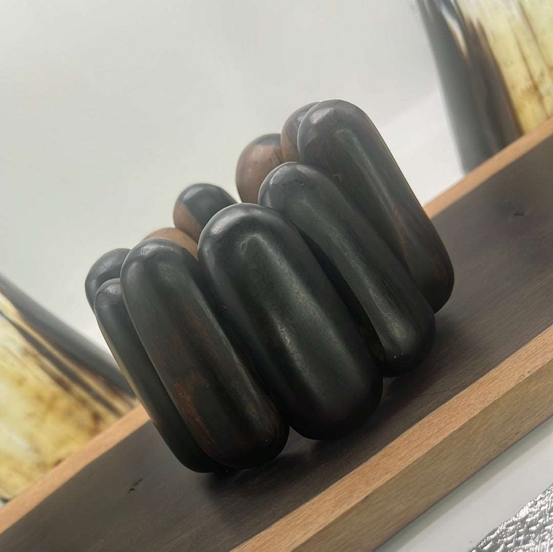Bold Ebony Wood Strech Bracelet
