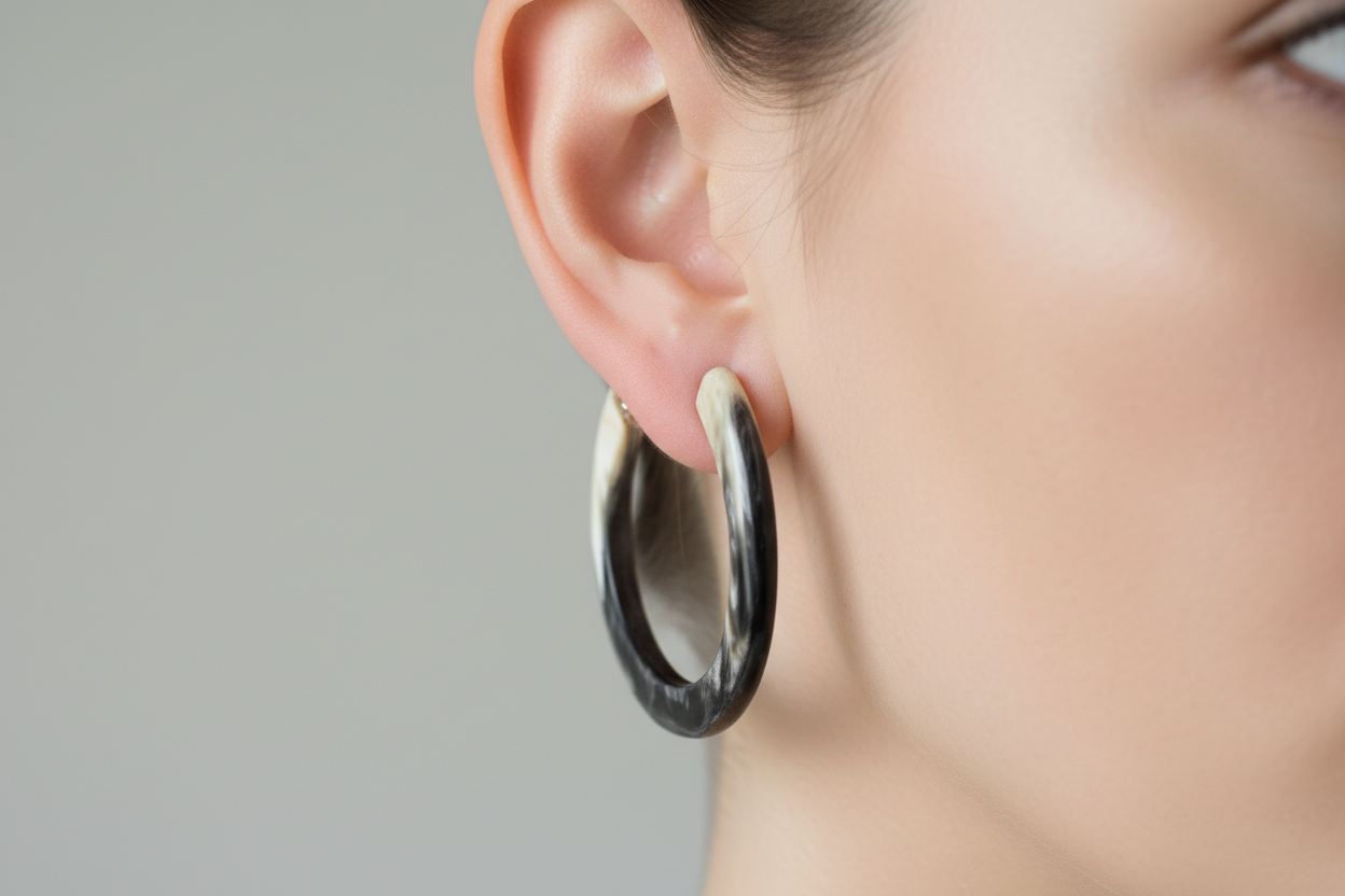 Handcrafted 55MM Horn C Hoop Earrings
