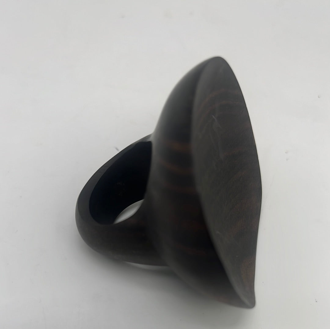 Oversized Sculpted Concave Ebony Wood  Ring