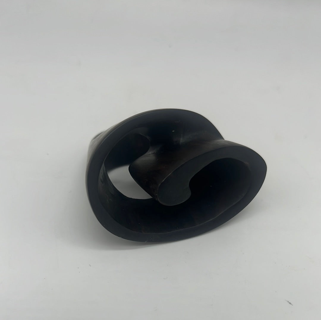 Oversized  Oval Swirl Sculpted Ebony Wood Ring