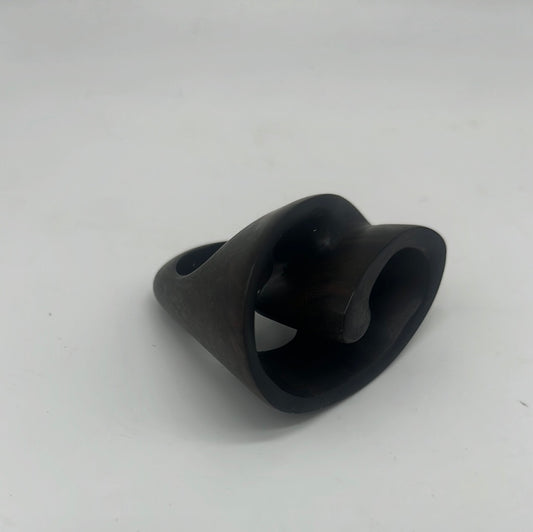 Oversized  Oval Swirl Sculpted Ebony Wood Ring