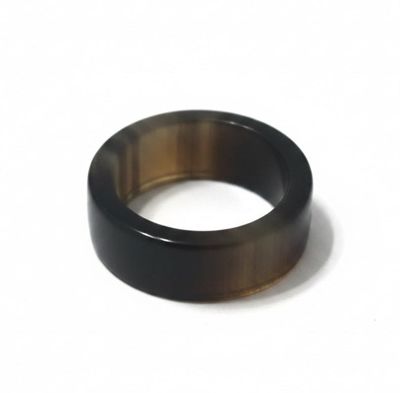 8MM Buffalo Horn Squared Band Ring – Sustainable Unisex Natural Horn Jewelry