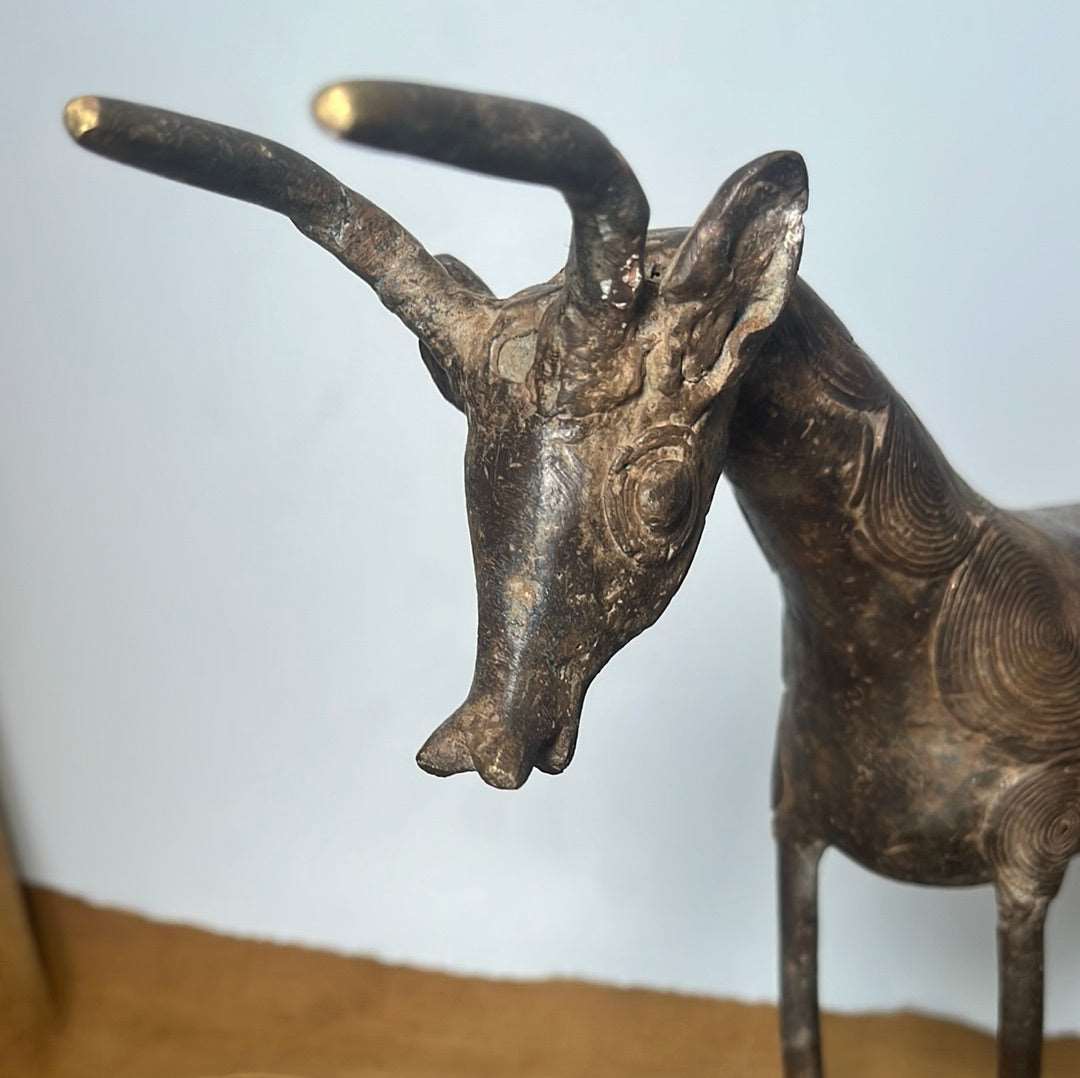 African brass metal work wilder-beast handmade sculpture