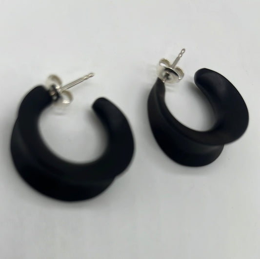 Petite Graduated Ebony Wood Hoops Earrings