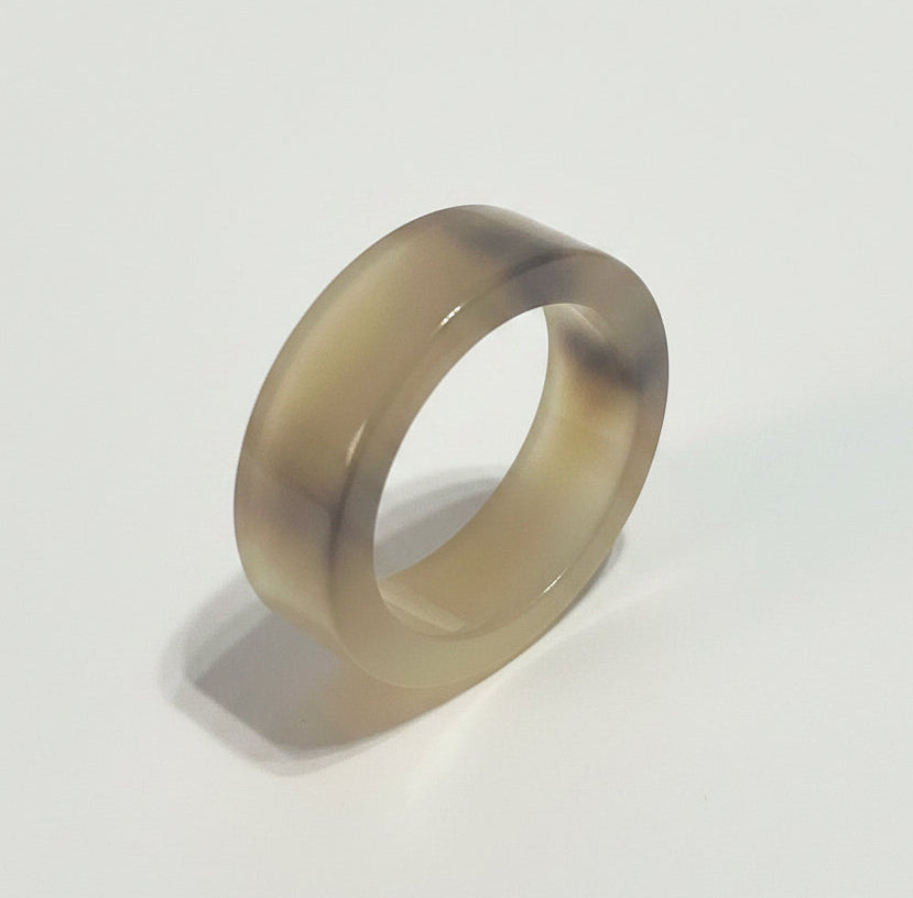 8MM Buffalo Horn Squared Band Ring – Sustainable Unisex Natural Horn Jewelry