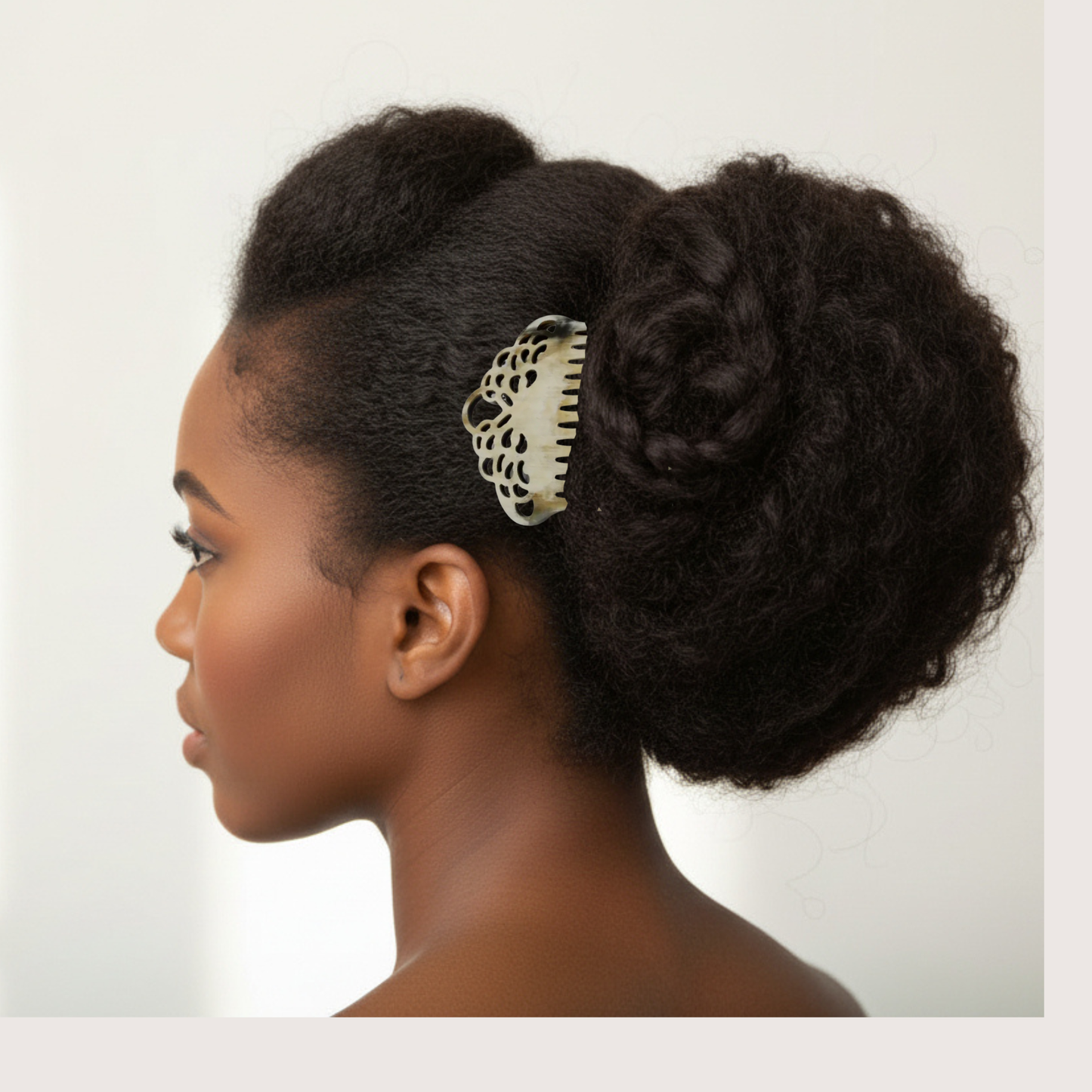 Buffalo Horn Hair Comb — Lightweight Cut Out Design