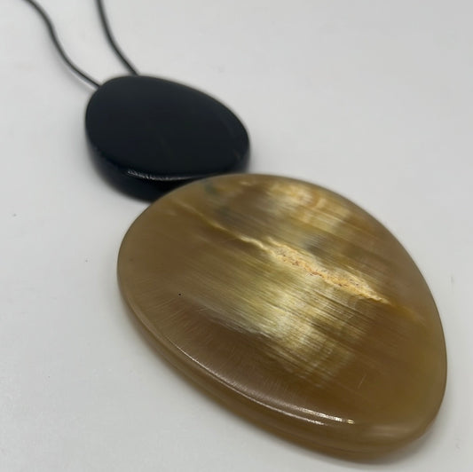 Pearshape Polish Horn Pendant on Cord