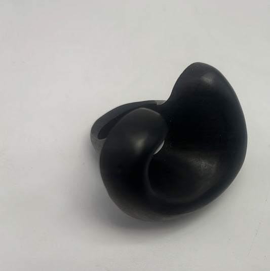 Oversized Sculpted Ebony Wood  Ring