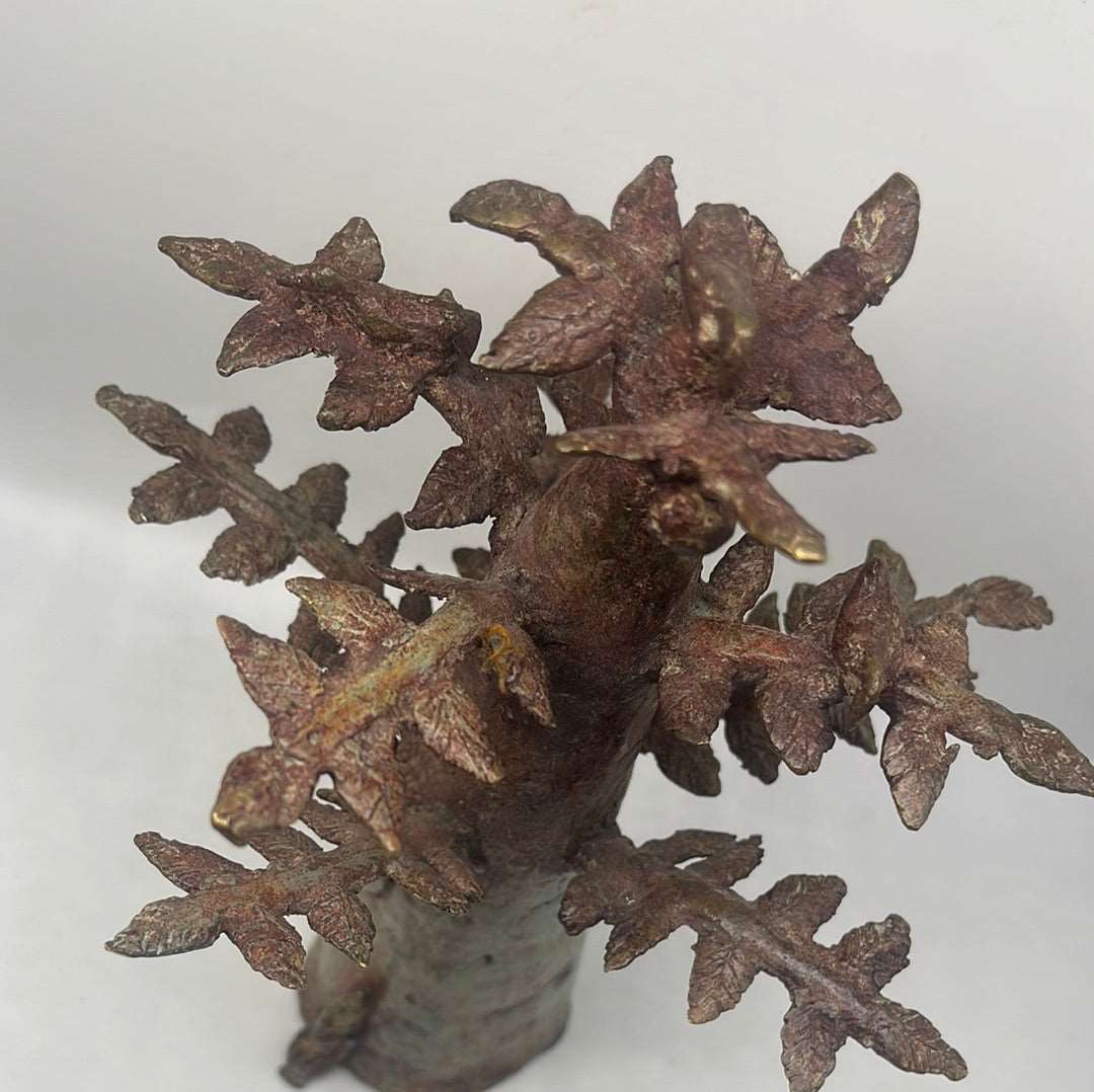 Dogon Baobab Tree African brass figures handmade sculpture