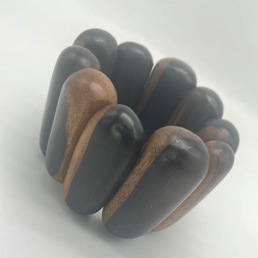 Bold Ebony Wood Strech Bracelet