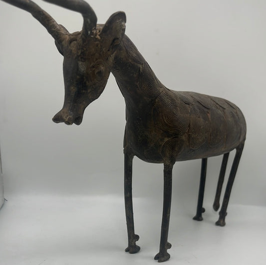 African brass metal work wilder-beast handmade sculpture