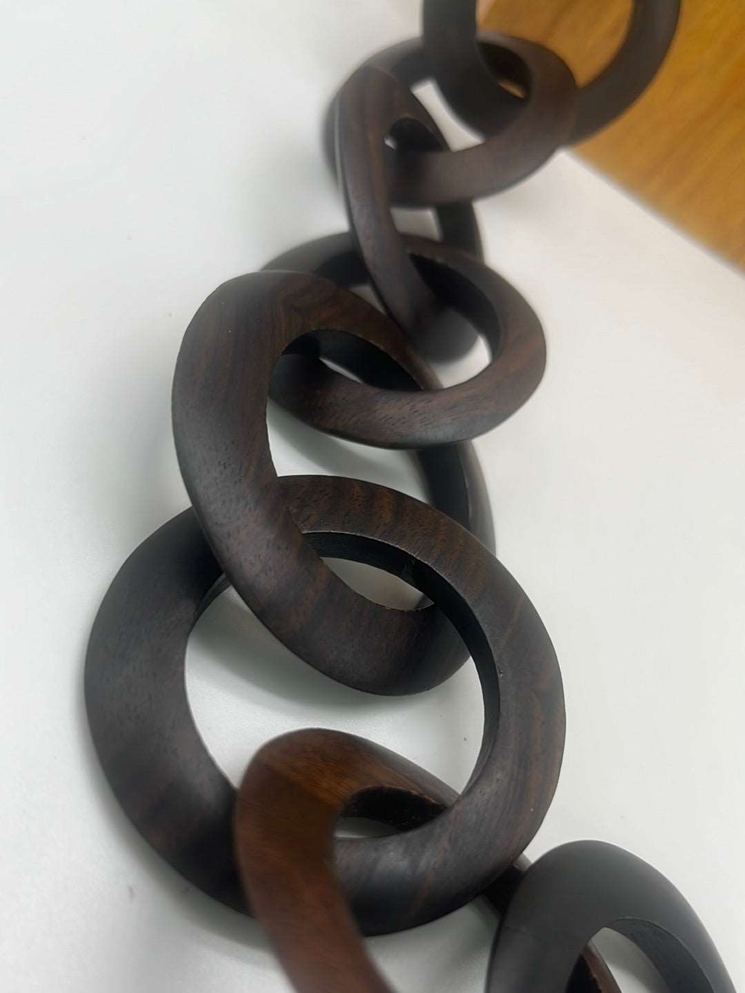 Graduted  Ebony Wood Link Necklace 43"