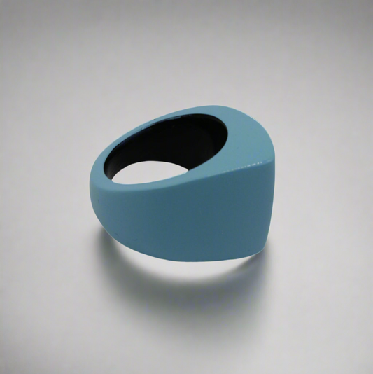 Robin Egg Blue Lacquer Black Buffalo Horn Ring