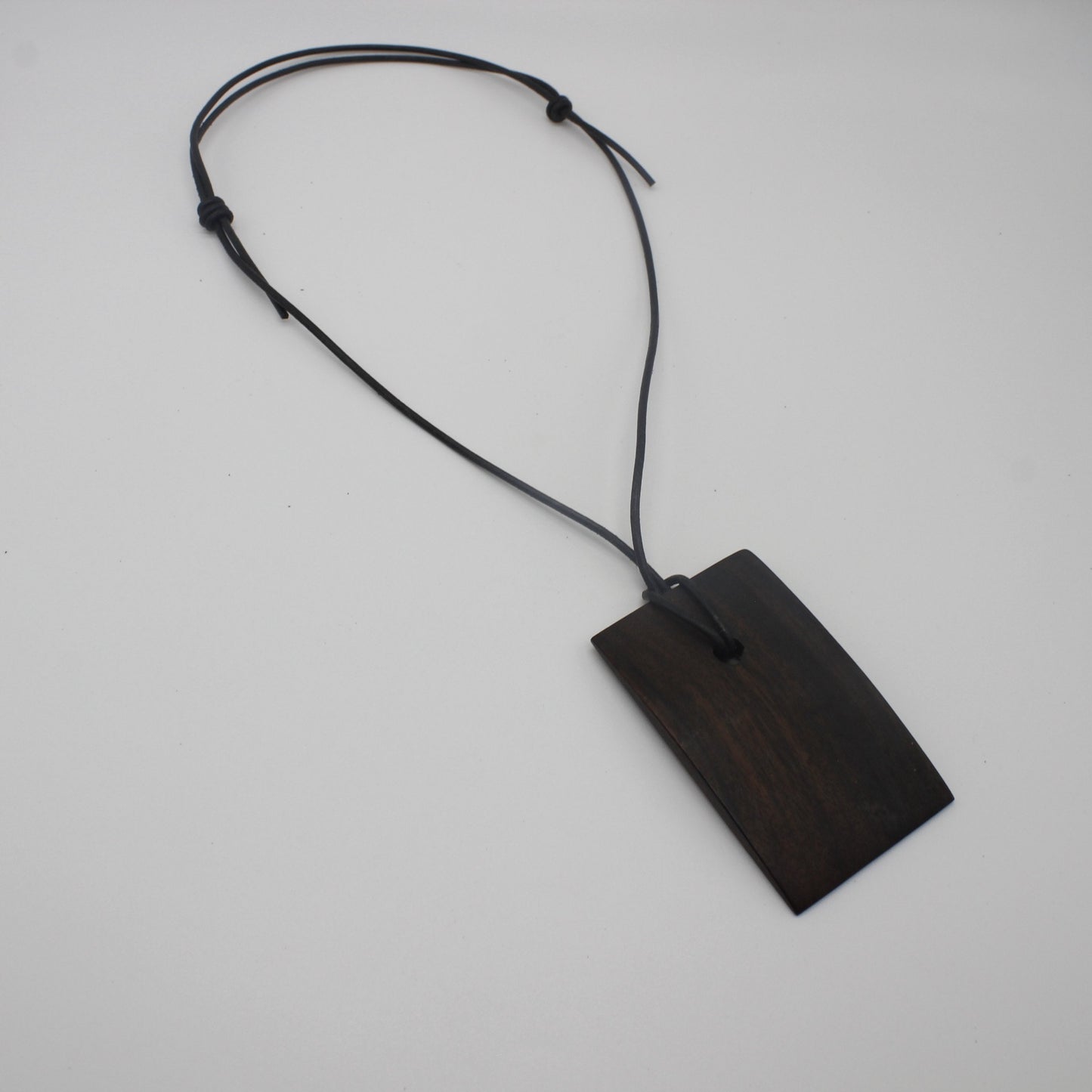 Rectangle Ebony Wood Pendant 100% Genuine Leather cord
