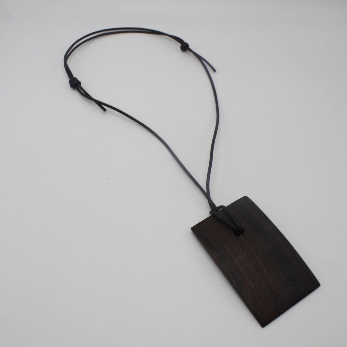 Rectangle Ebony Wood Pendant 100% Genuine Leather cord