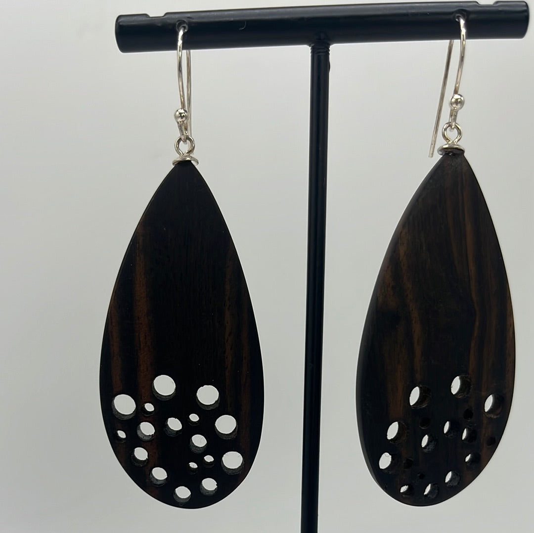 Pearshaped Ebony Wood Earrings